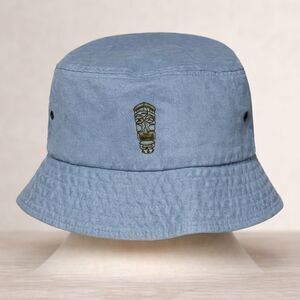 Y2K Tiki Face Bucket Hat Blue Surf Skate Streetwear American Eagle Unisex